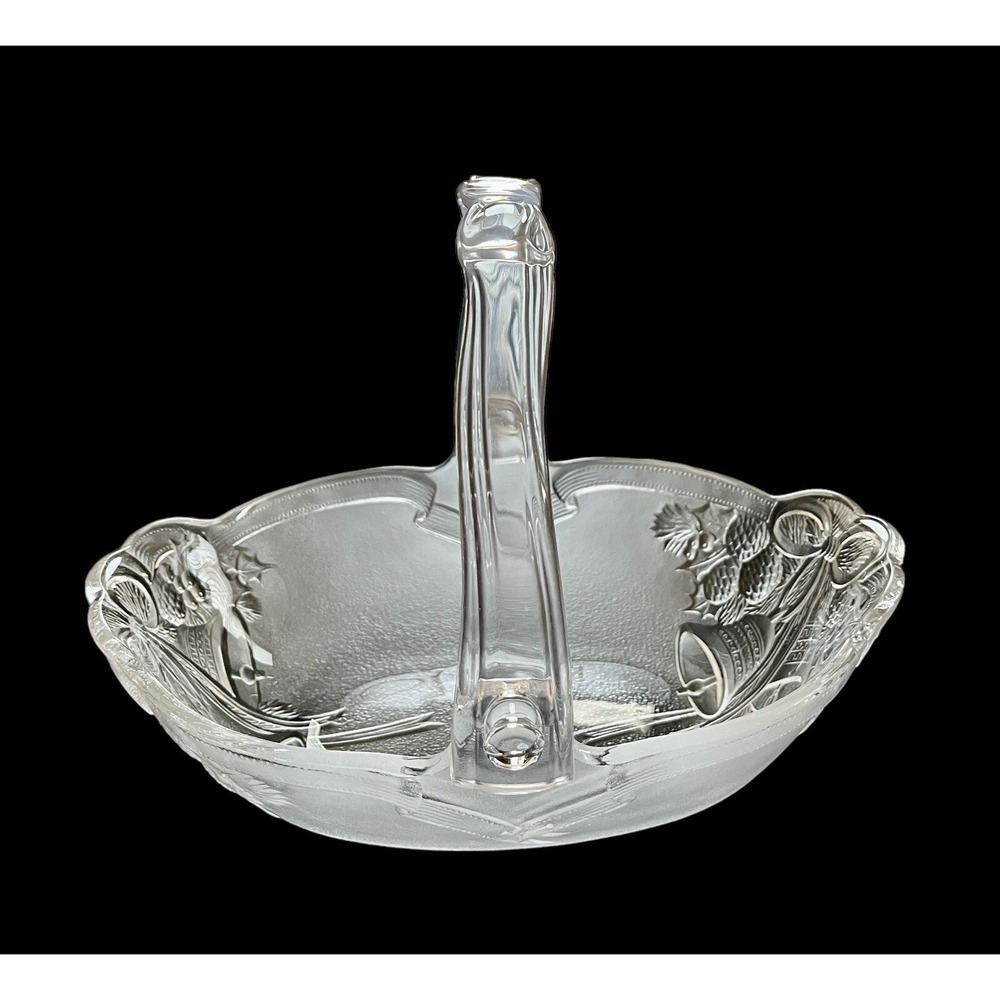 Vintage Mikasa‎ Crystal Holiday Bells 7" Handled Basket Japan